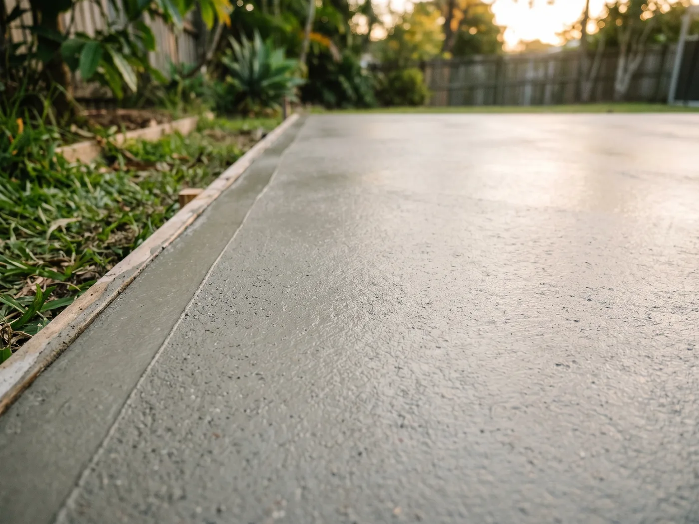 Close-up of a finished concreting job on a Brisbane home
